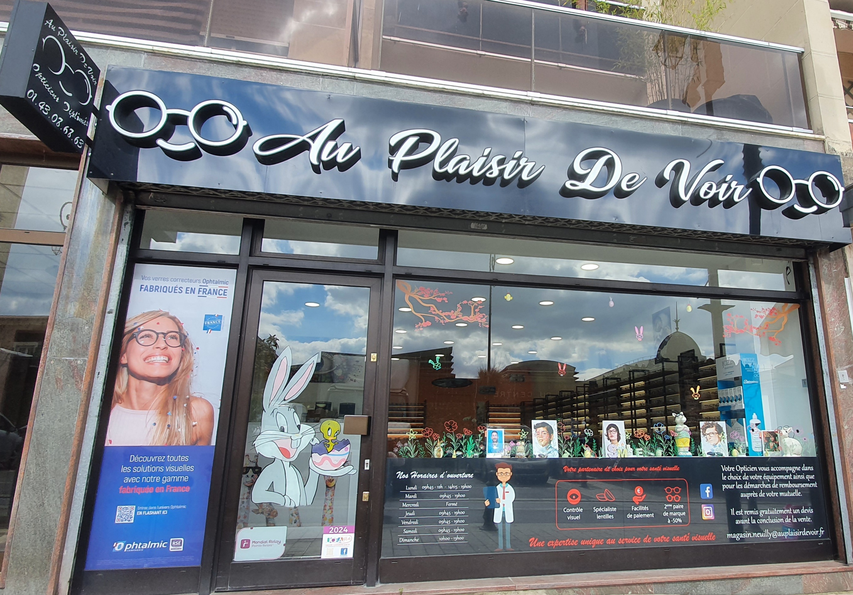 Façade du magasin Au Plaisir de Voir à Neuilly-Plaisance